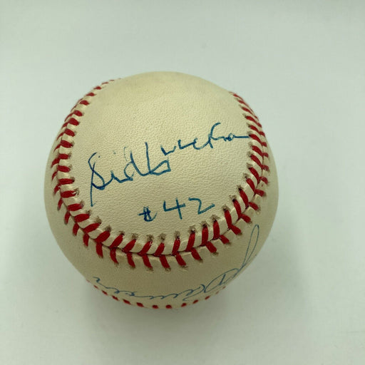 Sid Luckman & Owner Jerry Reinsdorf Signed Baseball Chicago Bulls & Bears JSA