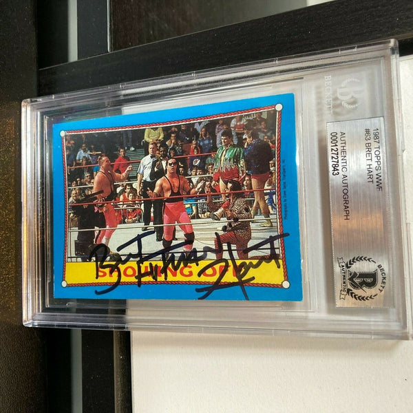 BRET HART 1987 TOPPS WWF WRESTLING SIGNED AUTO CARD BECKETT BAS