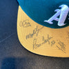 1980's Oakland A's Team Signed Game Model Baseball Hat With Rickey Henderson
