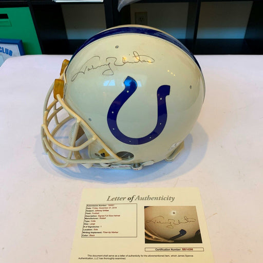 Vintage Johnny Unitas Signed Authentic Full Size Colts Game Model Helmet JSA COA