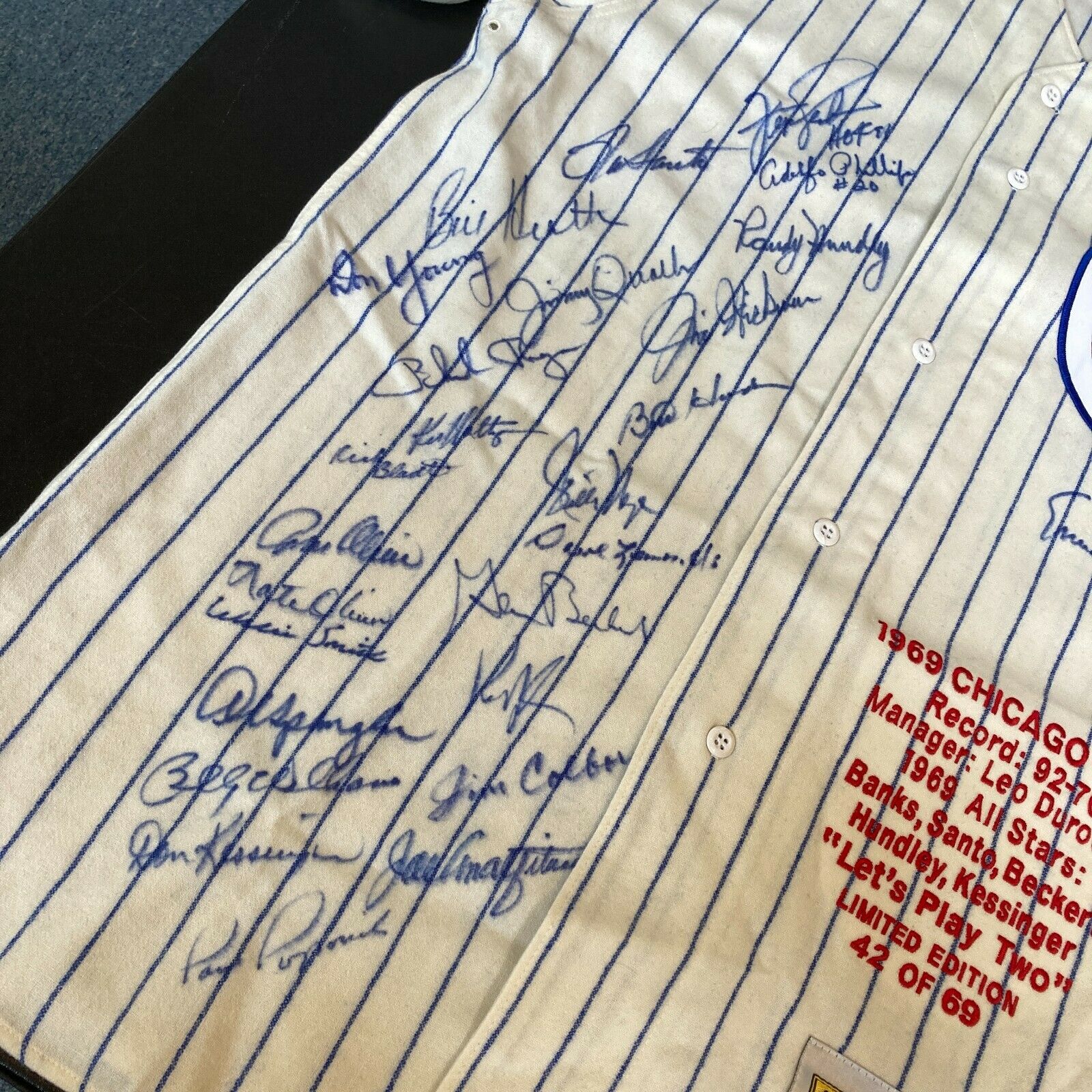 Beautiful 1969 Chicago Cubs Team Signed Jersey 26 Sigs With Ernie Bank —  Showpieces Sports