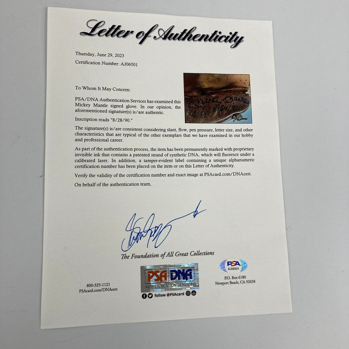 Mickey Mantle Signed 1950's Rawlings Game Model Baseball Glove PSA DNA