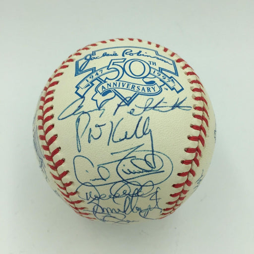 Beautiful 1997 Yankees Team Signed Jackie Robinson Baseball Derek Jeter JSA COA