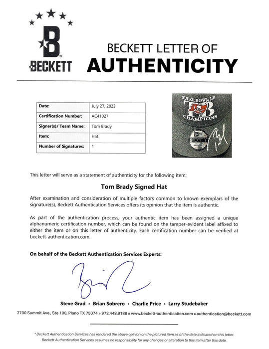 Tom Brady Signed Super Bowl LV Tampa Bay Buccaneers Hat Cap Beckett COA