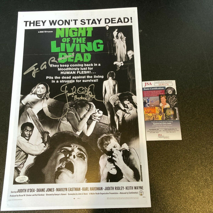 George Romero & Judith O'Dea Signed Night Of The Living Dead Poster JSA COA