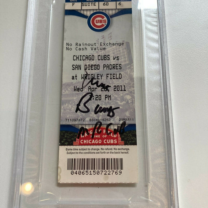 Ernie Banks Mr. Cub Signed Autographed 2011 Chicago Cubs Ticket PSA DNA COA