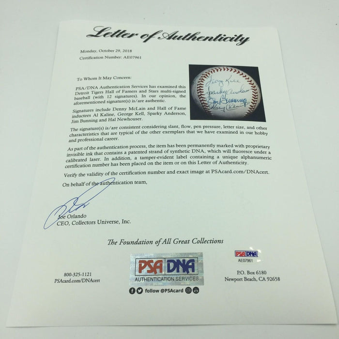 Rare Detroit Tigers Hall Of Fame Legends Multi Signed Baseball 12 Sigs PSA DNA