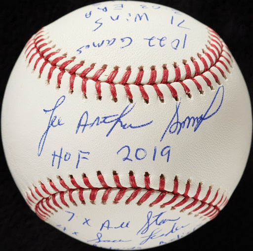 Lee Smith Signed Heavily Inscribed Stat Baseball Beckett & Tristar Certified