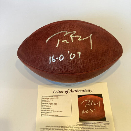 Tom Brady "16-0 2007" Perfect Season Signed Wilson NFL Game Football JSA COA