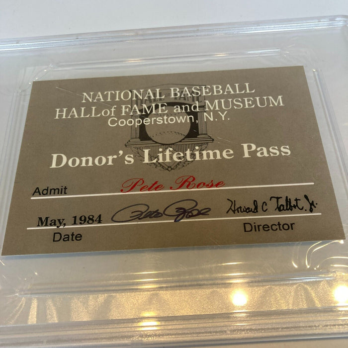 Rare Pete Rose Signed Baseball Hall Of Fame Lifetime Pass PSA DNA COA