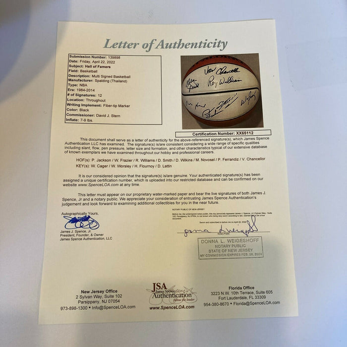 Legendary Coaches Signed Basketball 12 Sigs Phil Jackson Dean Smith JSA COA