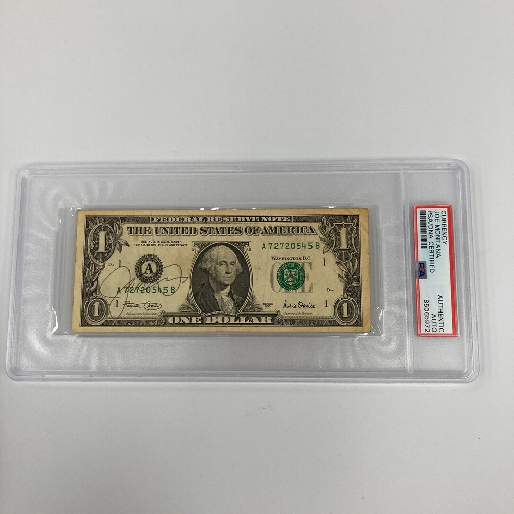 Joe Montana Signed $1 Dollar Bill PSA DNA Auto