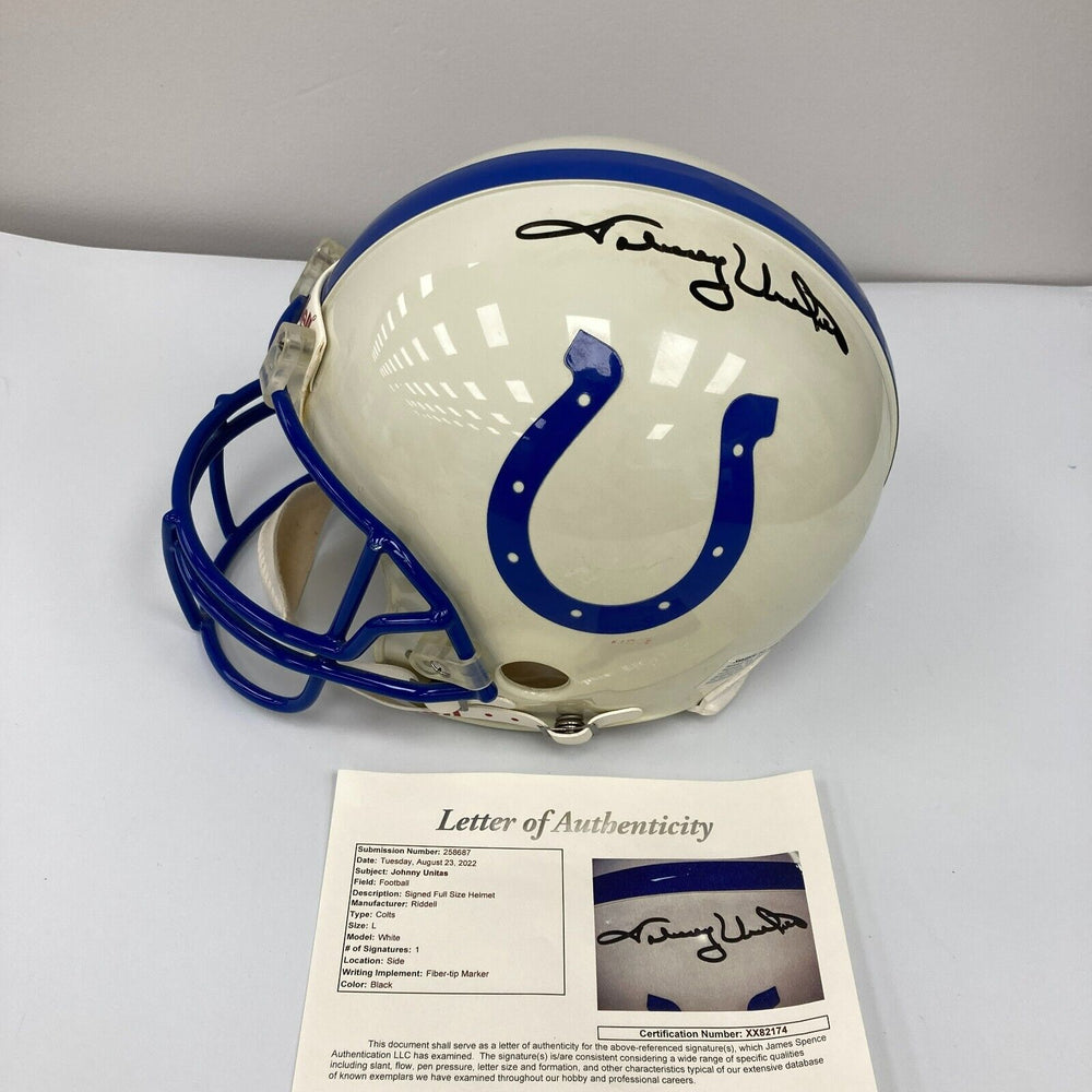 Beautiful Johnny Unitas Signed Full Size Authentic Baltimore Colts Helmet JSA