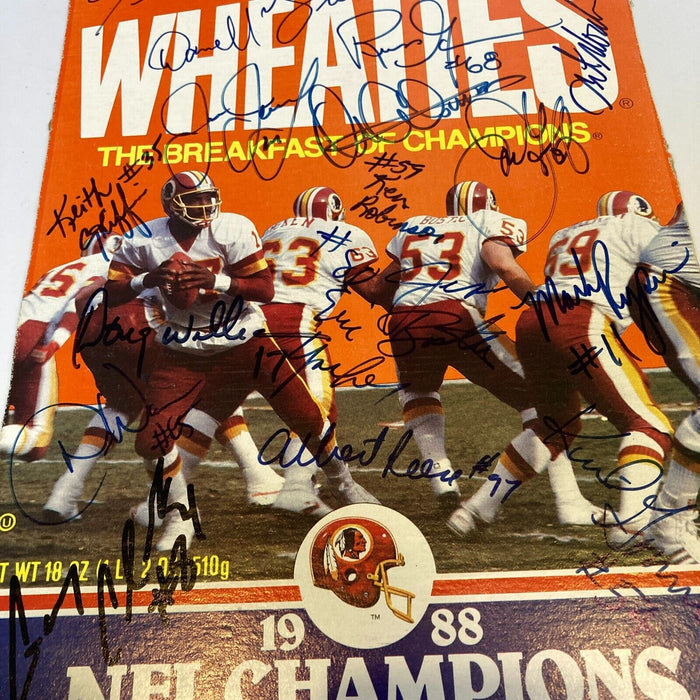 1988 washington Redskins Super Bowl Champs Team Signed Wheaties Box JSA COA