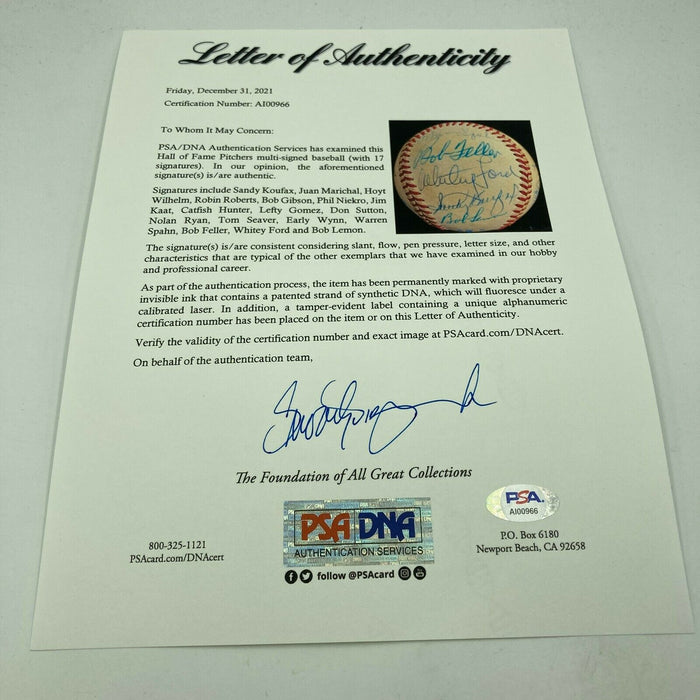 No Hitter Pitchers Signed Baseball Sandy Koufax Nolan Ryan Tom Seaver PSA DNA