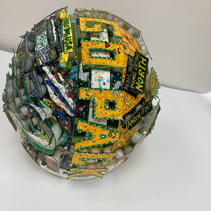 Beautiful Aaron Rodgers Signed Charles Fazzino Pop Art Green Bay Packers Helmet