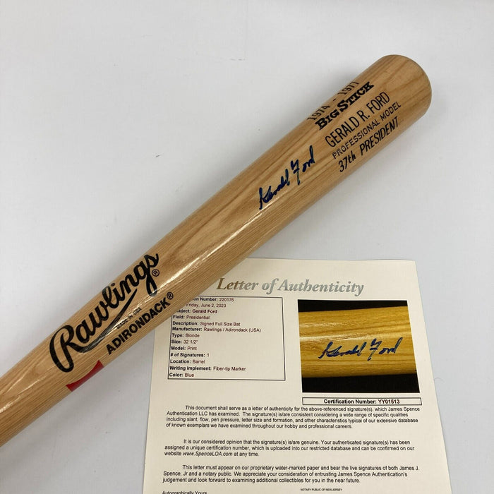 President Gerald Ford Signed 37th President Game Model Baseball Bat JSA COA
