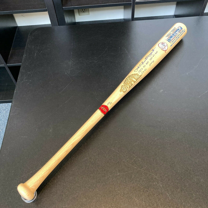 Phil Scooter Rizzuto Signed Heavily Inscribed STAT Yankees Baseball Bat JSA COA