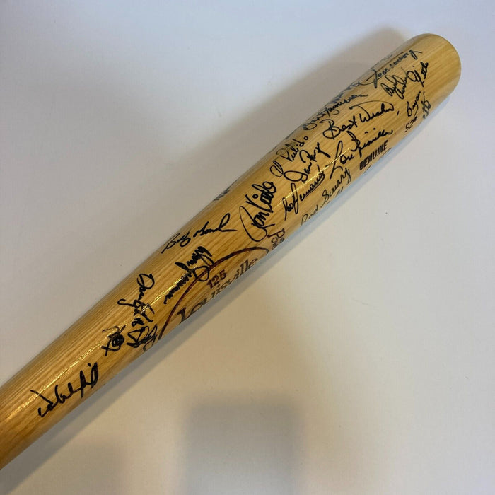 1986 New York Yankees Team Signed Baseball Bat Don Mattingly JSA COA