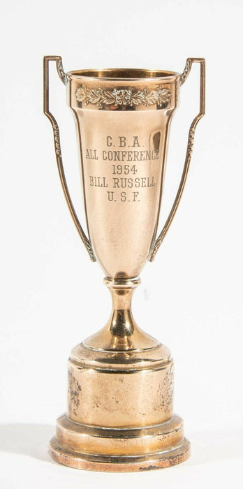Bill Russell Pre Rookie 1954 NCAA Basketball Trophy W/ Bill Russell COA
