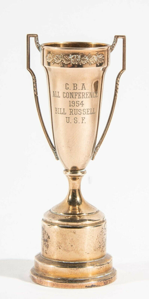 Bill Russell Pre Rookie 1954 NCAA Basketball Trophy W/ Bill Russell COA
