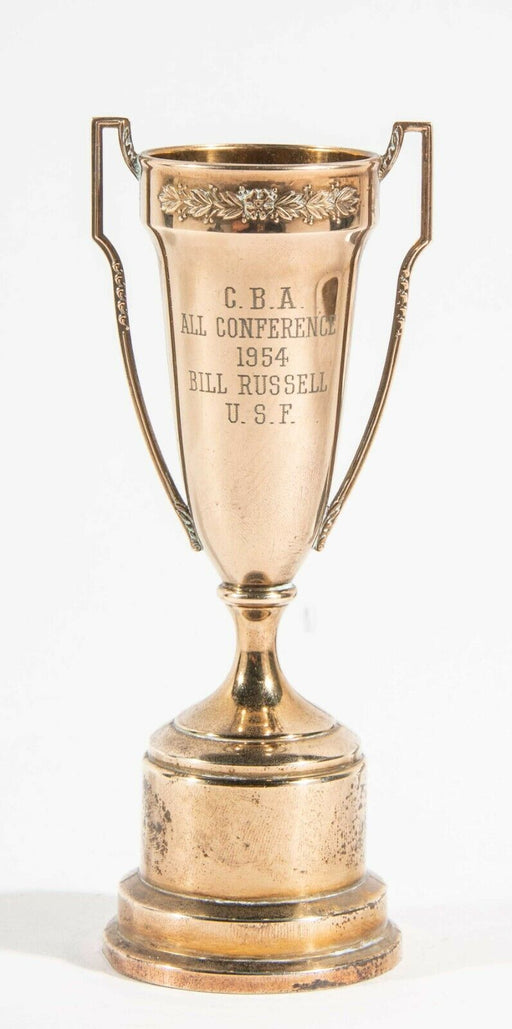 Bill Russell Pre Rookie 1954 NCAA Basketball Trophy W/ Bill Russell COA