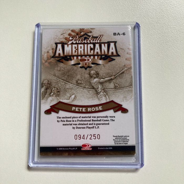 2008 Donruss Threads Americana Pete Rose #94/250 Game Used Jersey