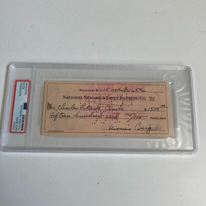 Moe Berg Signed 1954 Bank Check The Catcher Was a Spy PSA DNA