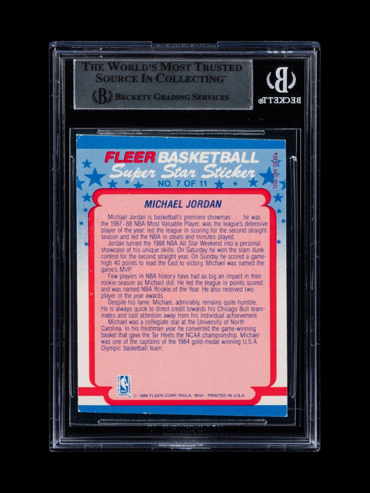 1988-89 Fleer Michael Jordan #7 Early Career Signed Basketball Card Auto BGS