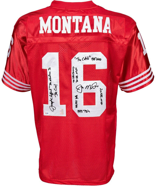 The Finest Joe Montana Signed Heavily Inscribed STATS San Francisco 49ers PSA