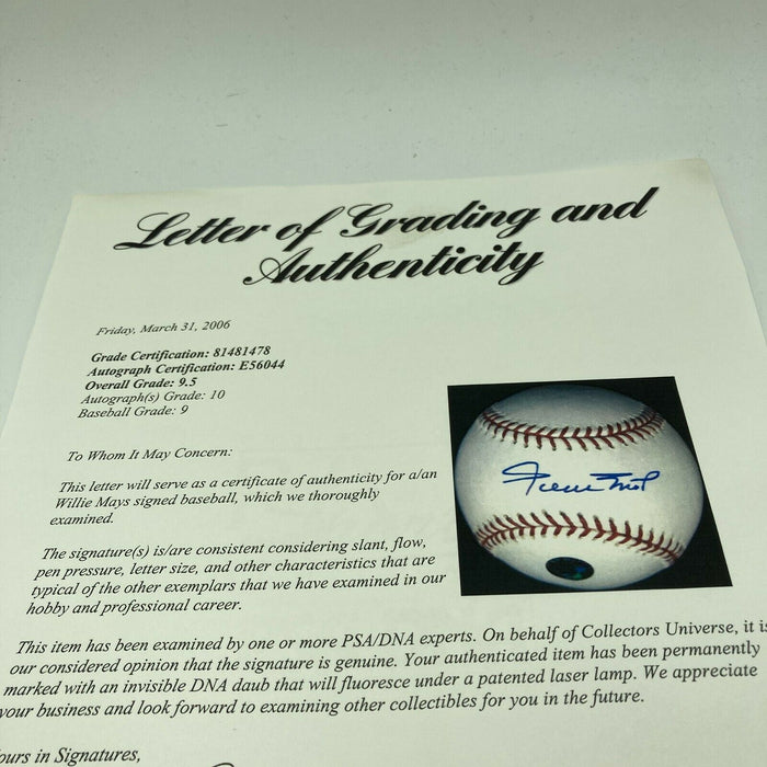 Willie Mays Signed Major League Baseball PSA DNA Graded MINT 9.5 10 Auto