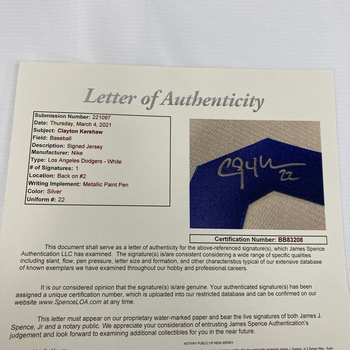 Clayton Kershaw Signed Los Angeles Dodgers Authentic Nike Jersey JSA COA