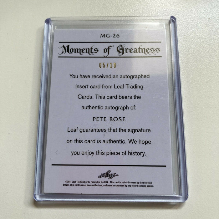 2011 Leaf Pete Rose #5/10 Auto Signed Autographed Baseball Card