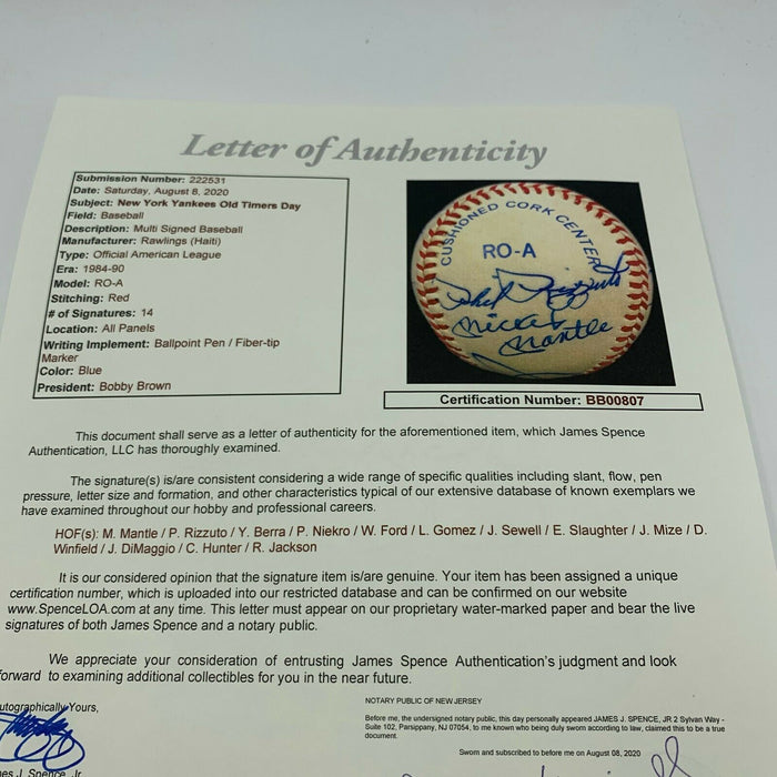 Mickey Mantle Joe Dimaggio New York Yankees HOF Legends Signed Baseball JSA COA