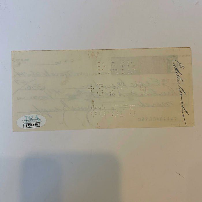 Sammy Baugh Signed Autographed Original 1974 Check With JSA COA