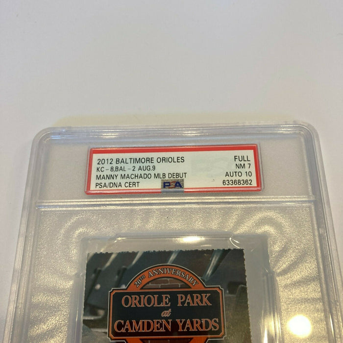 Manny Machado Signed MLB Debut Full Ticket August 9, 2012 PSA DNA