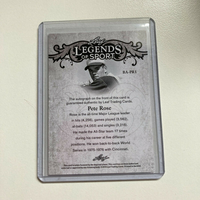 Leaf Legends Of Sport Pete Rose Auto Signed Autographed Baseball Card
