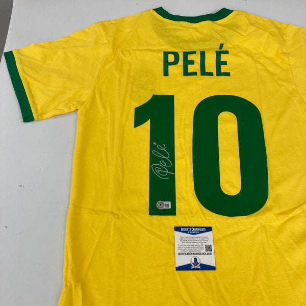 Pele Signed Autographed Brazil Soccer Jersey With Beckett COA