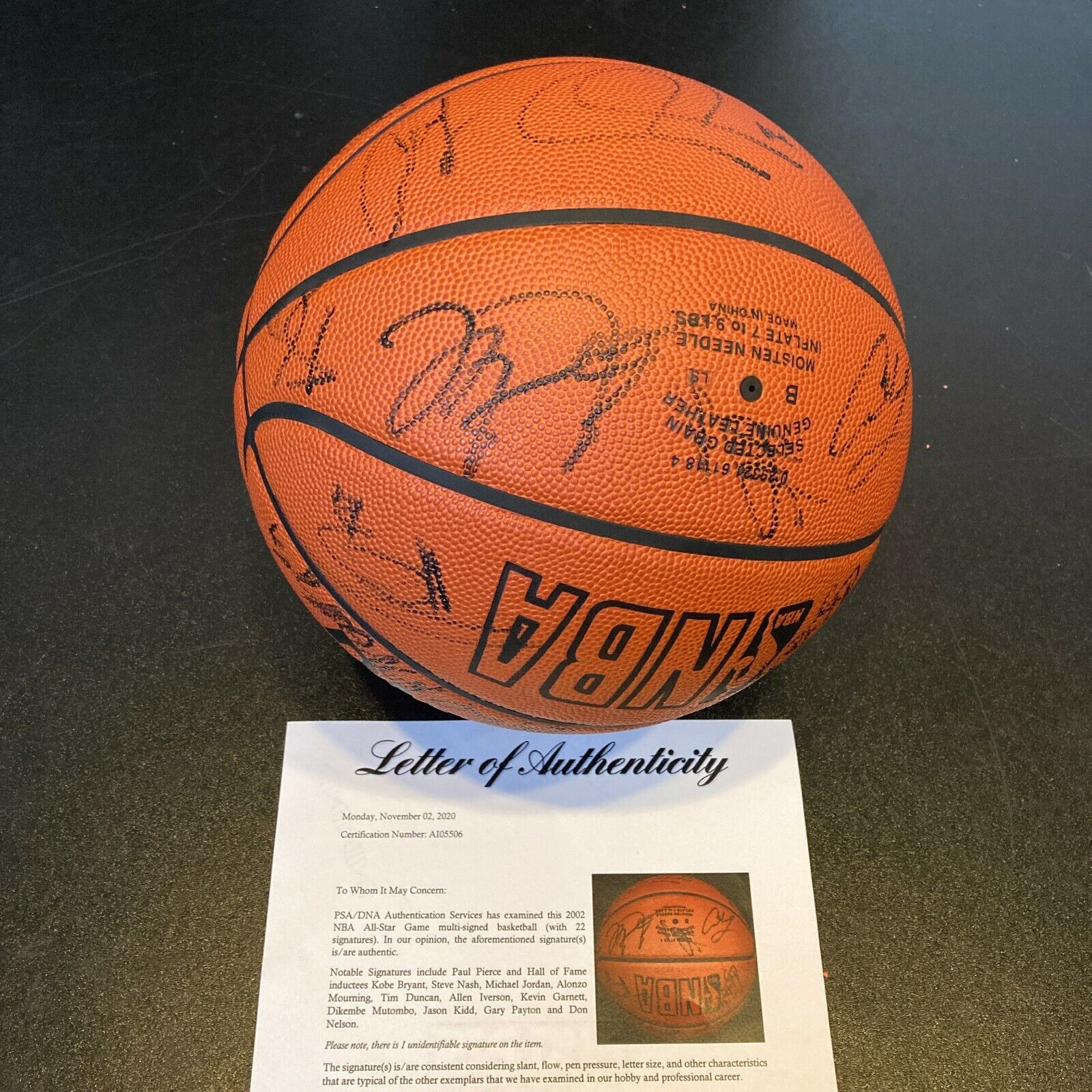 Sold at Auction: 2002 NBA All-Star Game autographed basketball - (21)  signatures incl. Jordan and Kobe.
