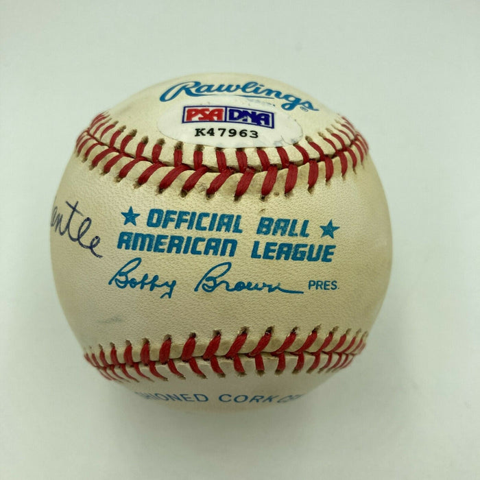Mickey Mantle Joe Dimaggio Willie Mays NY Centerfielders Signed Baseball PSA DNA