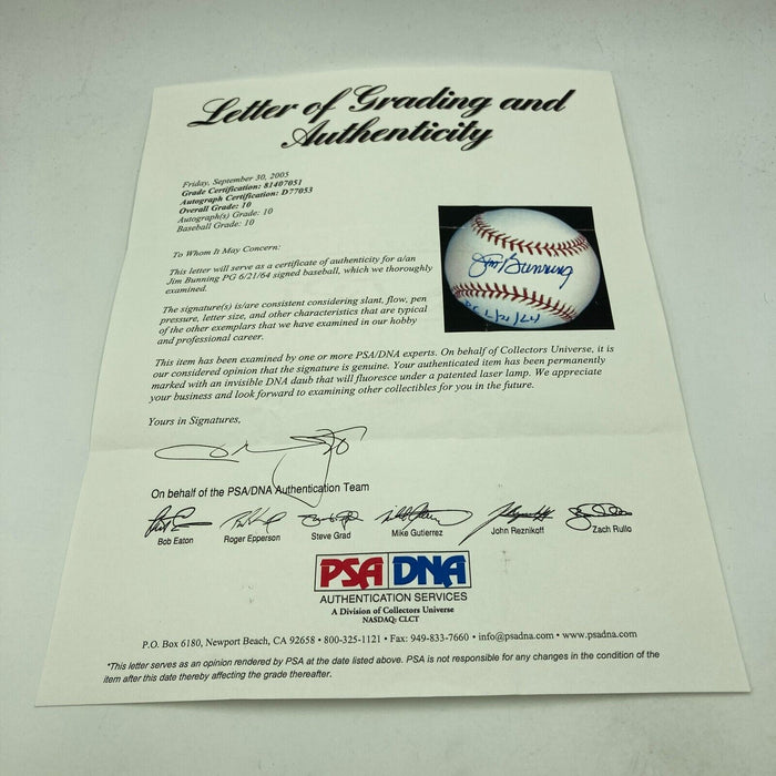 Jim Bunning Signed Major League Baseball PSA DNA Graded 10 GEM MINT