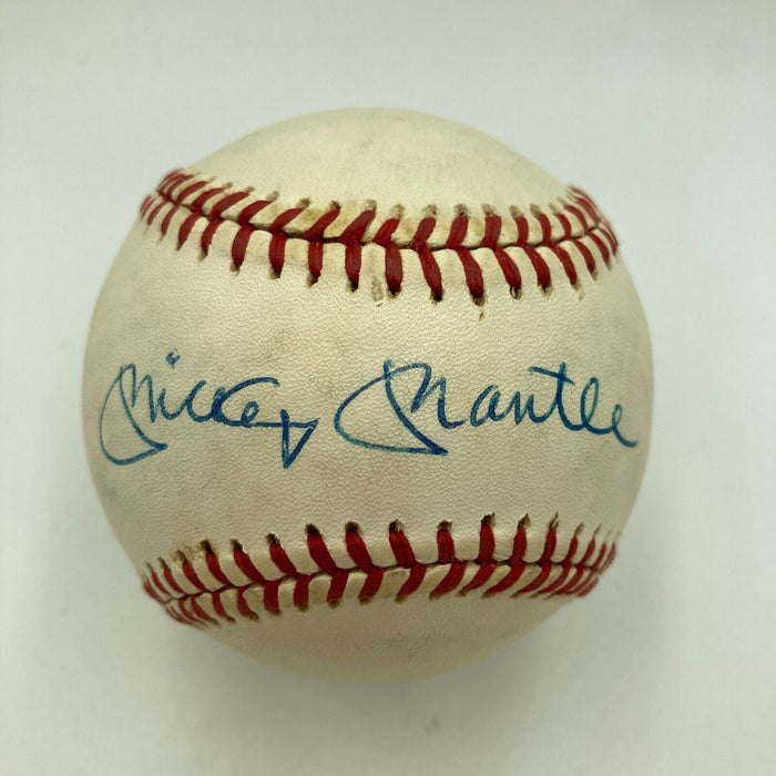Mickey Mantle Signed American League Baseball PSA DNA Graded 8 Near Mint