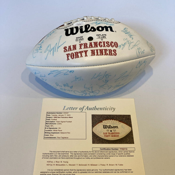 1998 San Francisco 49ers Team Signed Wilson Football JSA COA