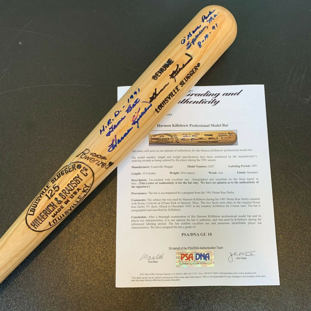 Harmon Killebrew Signed Inscribed Home Run Derby Game Used Bat PSA DNA 10