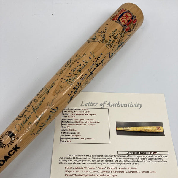 Rare Latin American Legends Multi Signed Baseball Bat 30+ Sigs JSA COA