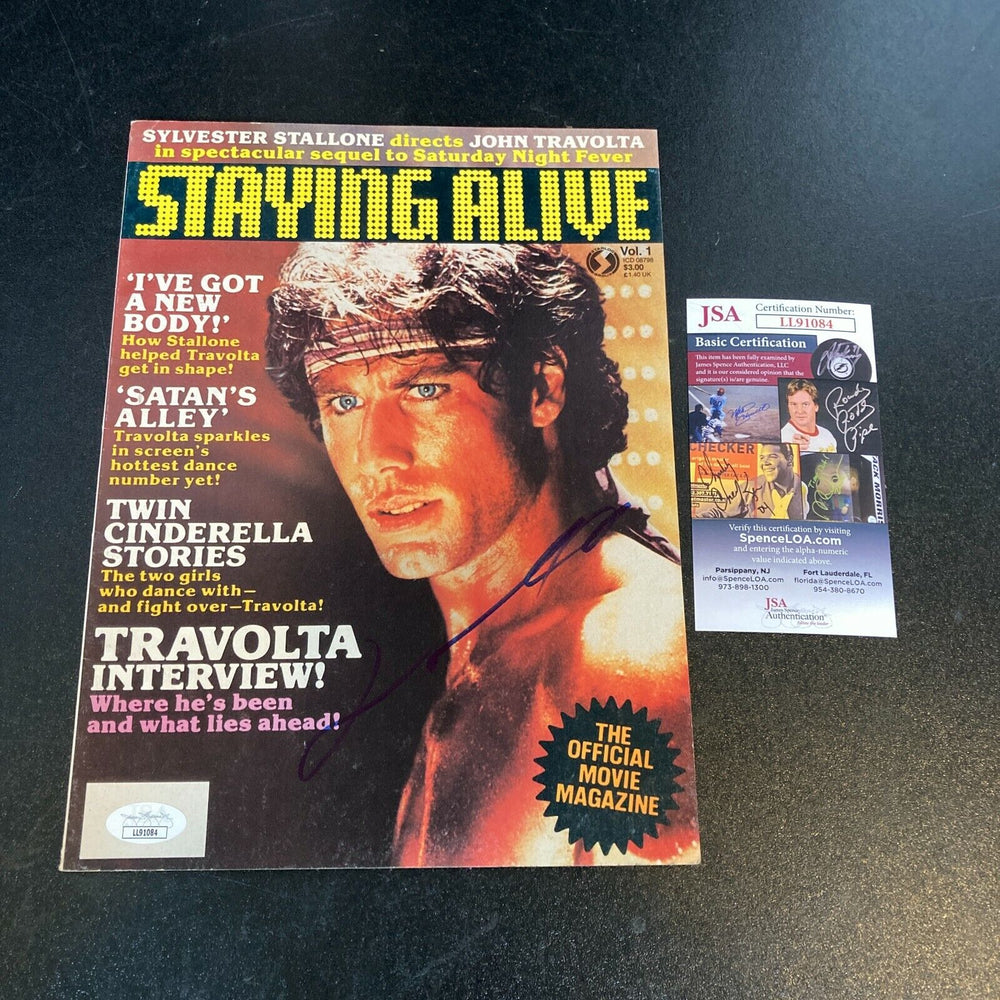 John Travolta Signed Autographed Staying Alive Vintage Movie Magazine JSA COA