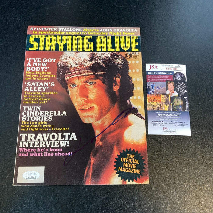 John Travolta Signed Autographed Staying Alive Vintage Movie Magazine JSA COA