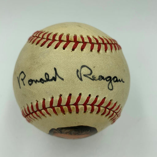 President Ronald Reagan Single Signed 1981 American League Portrait Baseball JSA