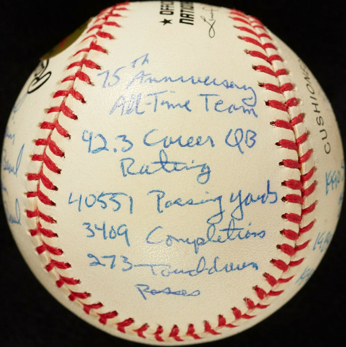 Joe Montana Signed Heavily Inscribed STAT Baseball With Beckett COA