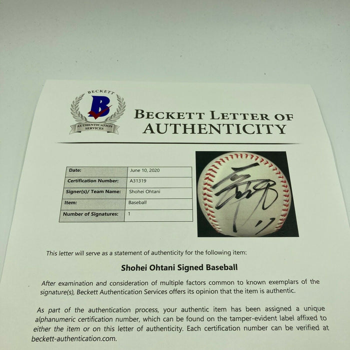 Shohei Ohtani Pre Rookie Japanese Signed Baseball Huge Sig With Beckett COA